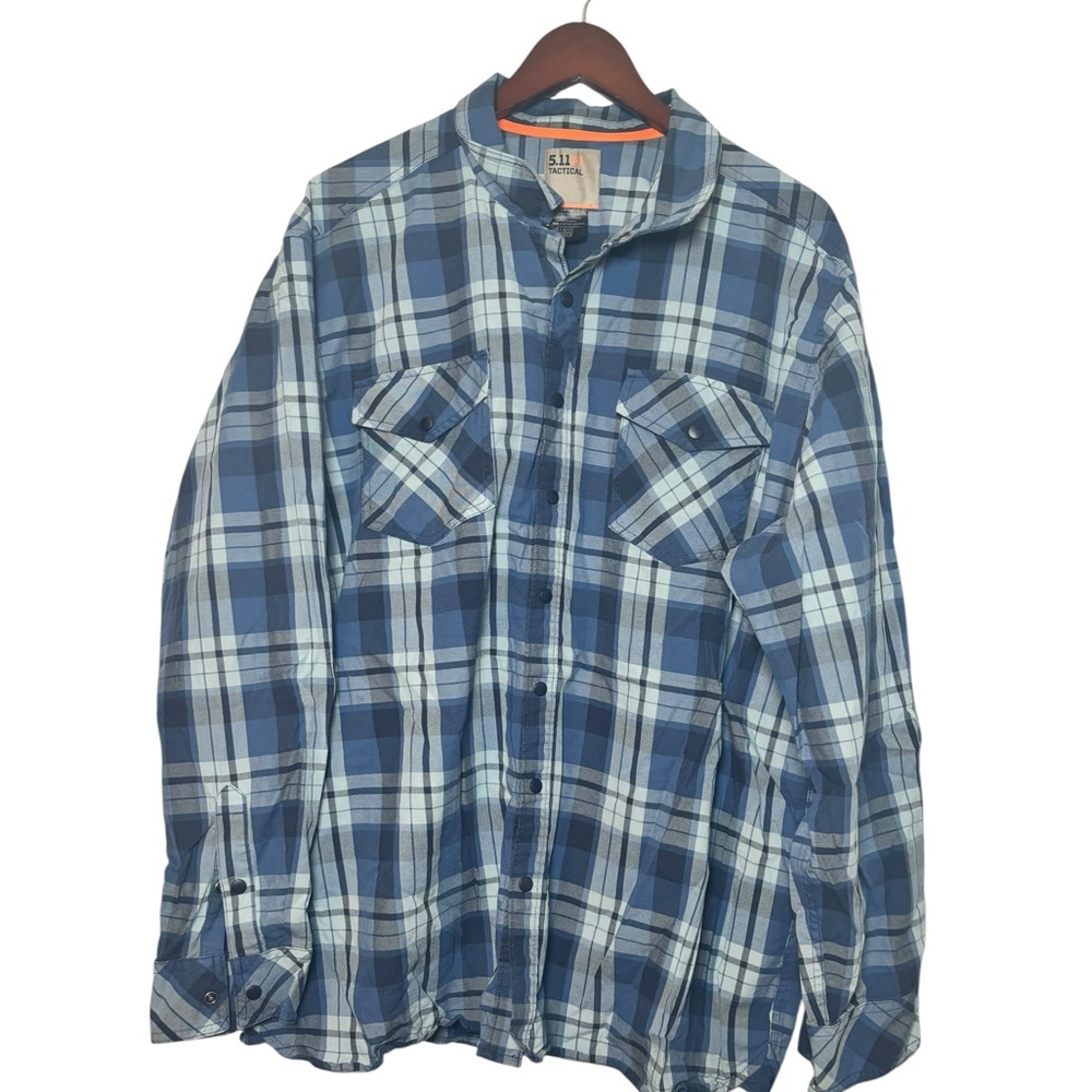5.11 Tactical Men's Performance Plaid Flannel Shirt Blue plaid pattern Size XXL